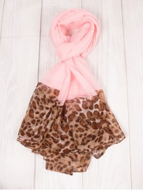 COLOUR BLOCK LEOPARD END LINEN SCARF